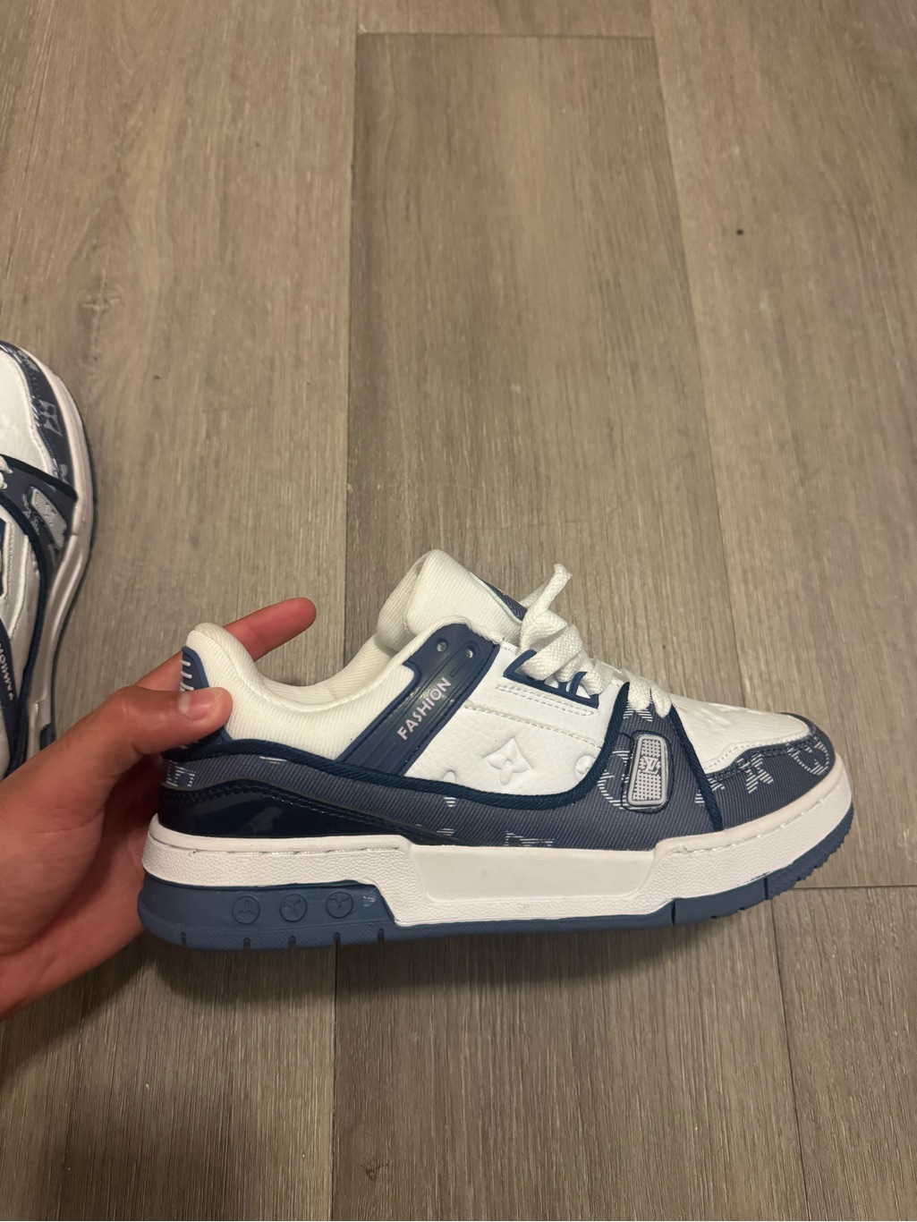 Others Follow White And Navy Kids Sneakers With Printed Accents